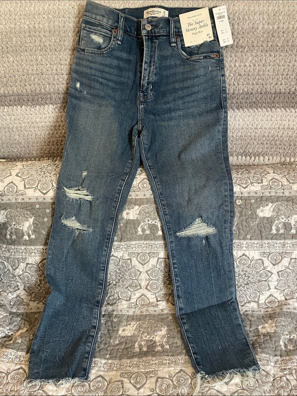 Abercrombie & Fitch Super Skinny Ankle Jeans - Blue Denim (Size 4S/27S)